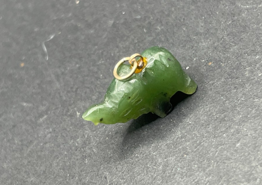 Vintage Handcarved Natural Original Jade Elephant Pendant Luck/ Spirituality